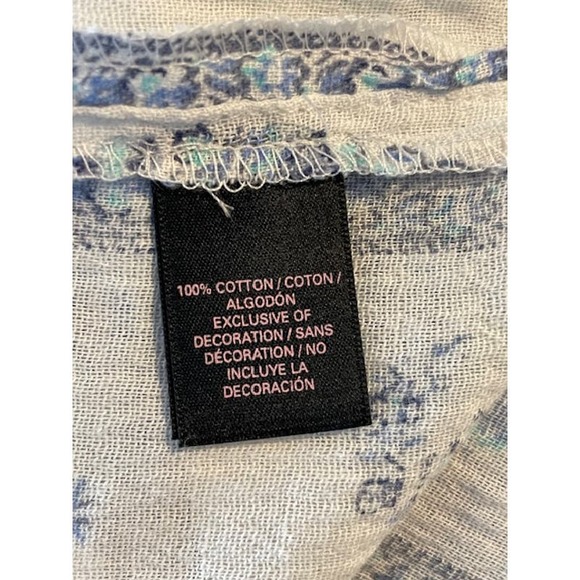 Victoria Secret Size Small‎ Boho Blouse Blue White Long Sleeve Pullover - Picture 5 of 5